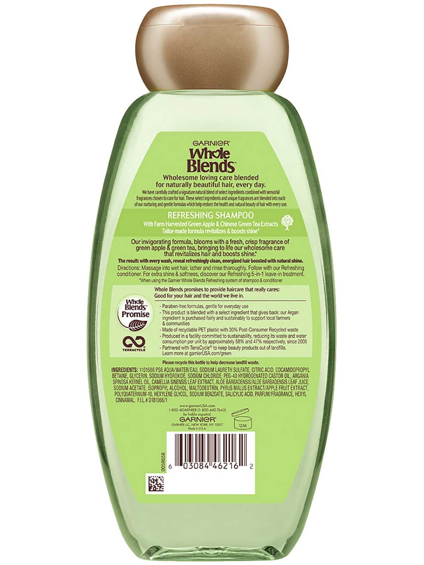 Garnier Whole Blends Green Apple + Green Tea Refreshing Shampoo 12.5 oz for Normal Hair